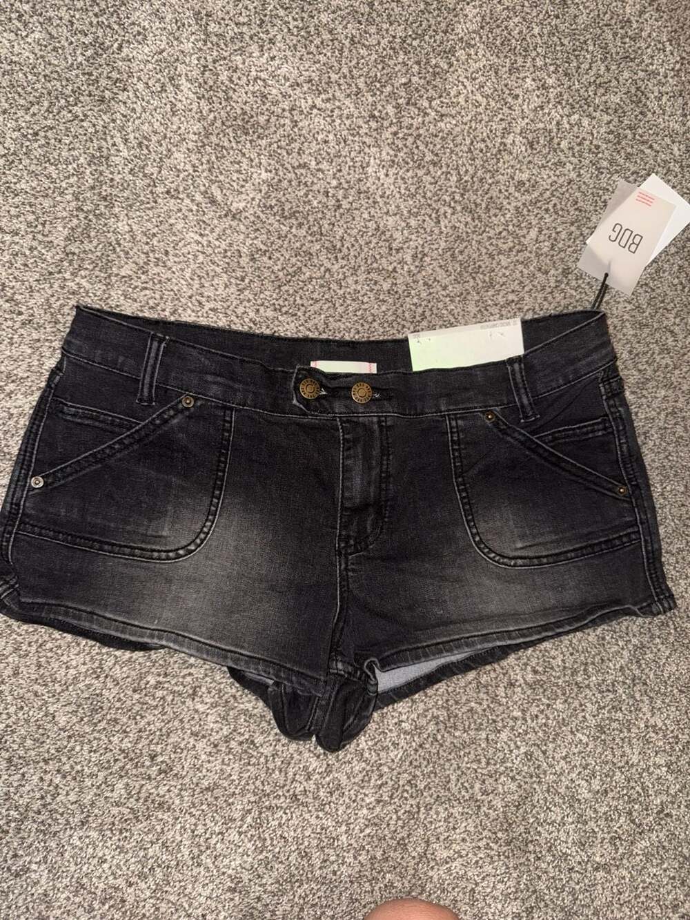 BDG Micro Carpenter Denim Shorts in Black Wash